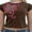 Brown, variant on Women’s Y2K Short Sleeve T-shirt Summer Vintage Print Punk Gothic Tee Aesthetic Streetwear Casual Slim Fit Tops