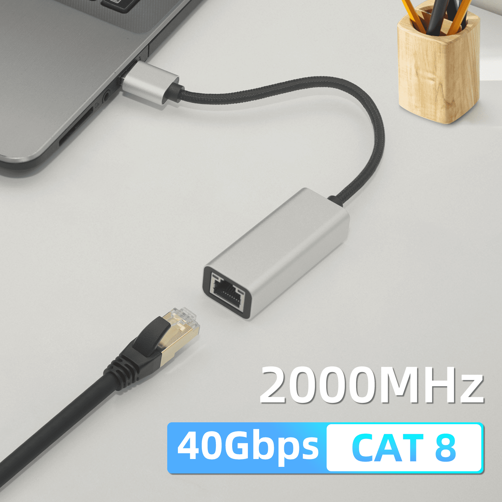 Dutevolns Cat 8 Ethernet Cable 49.2 FT High Speed LAN Network Cable, 40Gbps Gold Plated RJ45 for Xbox, PC, Mac, PS4