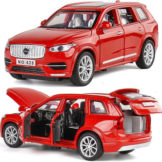 Modelo de coche de aleación VOLVO XC90 SUV 1:32, modelo de Metal fundido a presión, sonido y luz, juguete extraíble, adornos de exhibición, juguetes para niños,red