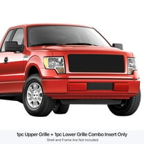 2009-2014 Ford F-150 Not For Harley Davidson And Raptor Stainless Steel Black Powder Coated Finish 8X6 Horizontal Billet Black Stainless Steel Billet Grille