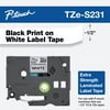 Brother Genuine P-touch TZE-S231 Label Tape, 1/2" (0.47") Extra Strength Laminated P-touch Tape, Black on White