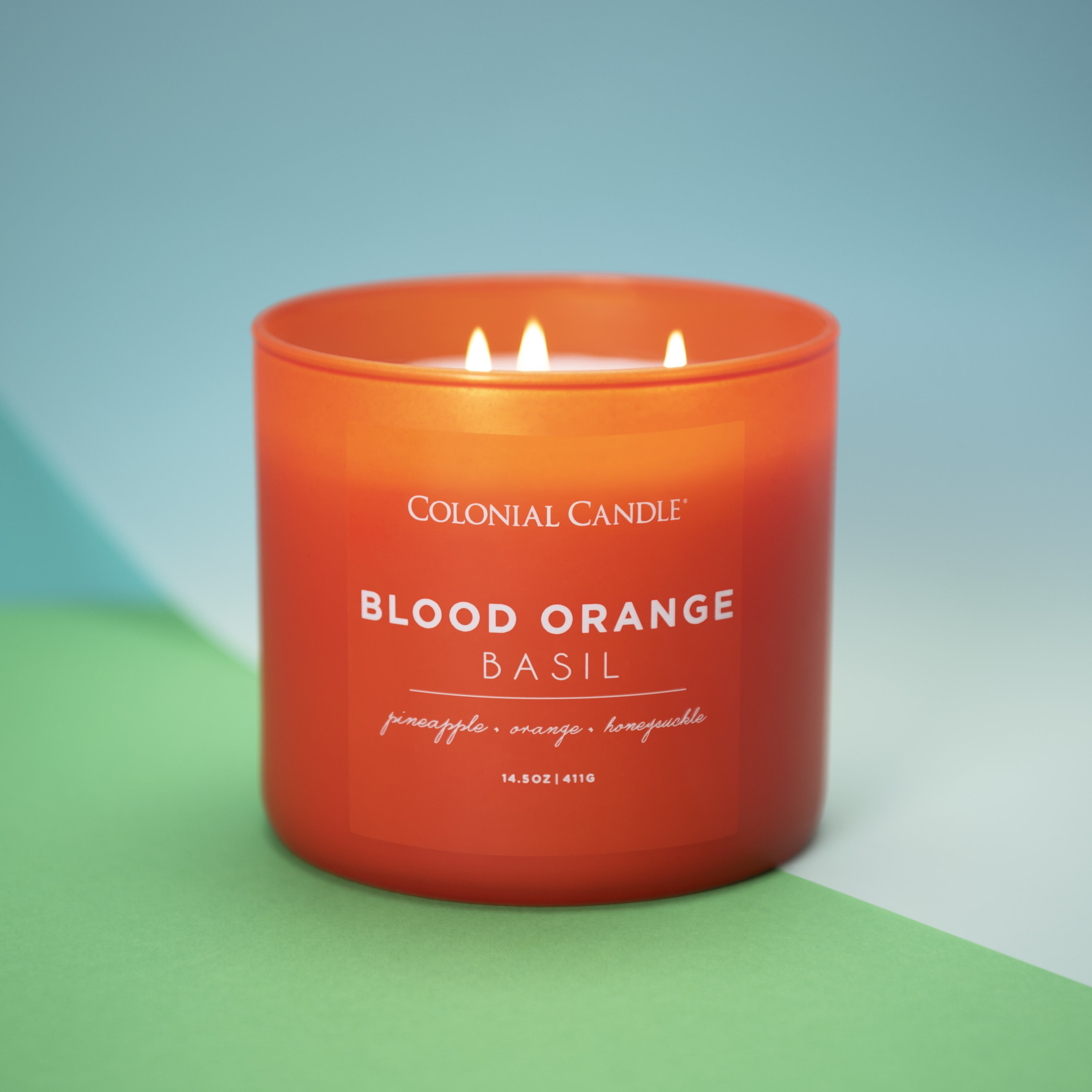 Colonial Candle Blood Orange Basil 3 Wick Candle, 14.5 oz, Orange