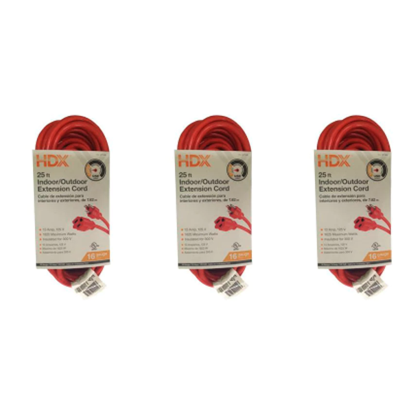 HDX 50 ft. 16/3 LightDuty Indoor/Outdoor Extension Cord Color Orange
