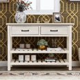 thumbnail image 2 of Wulawindy Retro Console Table for Entryway with Drawers and Shelf Living Room Furniture (Antique White), 2 of 7