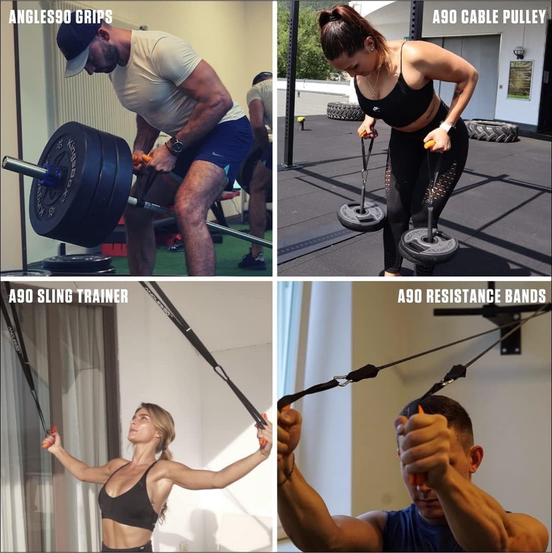Angles90 A90 Full Set Home Gym Kit Sling Trainer Resistance Bands Cable Pulley Ergonomic Grips