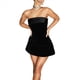 thumbnail image 2 of Vestido Mini Ajustado con Hombros Descubiertos para Mujer, de Terciopelo, Corte A, para Fiesta y Club. Negro S, 2 of 9