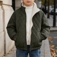 thumbnail image 2 of DJDLJWCJ Boys Winter Coat Fleece Lined Thicken Warm Quilted Jacket Solid Color Comforty Down Jacket Army Green Size 11, 2 of 9