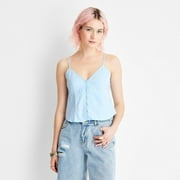 Women's Strappy Button-Front Cami - Future Collective with Alani Noelle Blue XXS