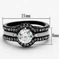 thumbnail image 2 of Two-Tone IP Black Stainless Steel Ring with AAA Grade CZ in Clear for Women Clear Stone Color Style TK1346 Size 5, 2 of 4