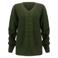 thumbnail image 5 of Apepal Sweaters for Women Women's Sweater Casual Long Sleeve V Neck Solid Loose Chunky Knit Pullover Tops Fall Sweaters for Women Army Green L, 5 of 6