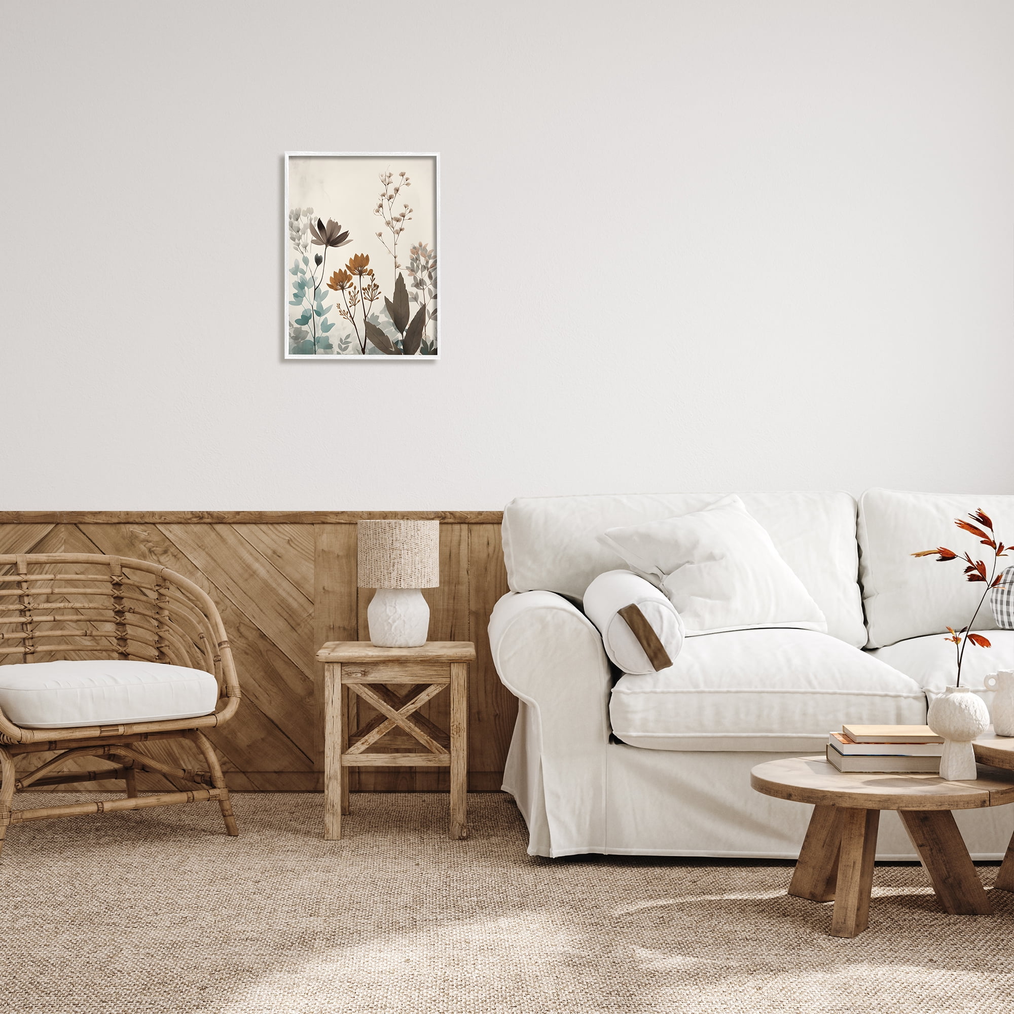 Stupell Industries Soft Beige Botanicals Botanical & Floral Painting White Framed Art Print Wall Art, 16 x 20