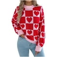thumbnail image 2 of Qulqfy Womens Red Sweaters Cute Pullover Cozy Sweater Valentine's Day Knit Long Sleeve Dressy Casual Crew Neck Shirts Tops for Women, 2 of 8