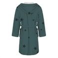thumbnail image 5 of Women's Star Print Fleece Bathrobe, Long Length Plush Robe, Soft Cozy Loungewear, Knee Length Gown with Pockets, Comfortable Spa Style Robe for Women Light Green L, 5 of 5