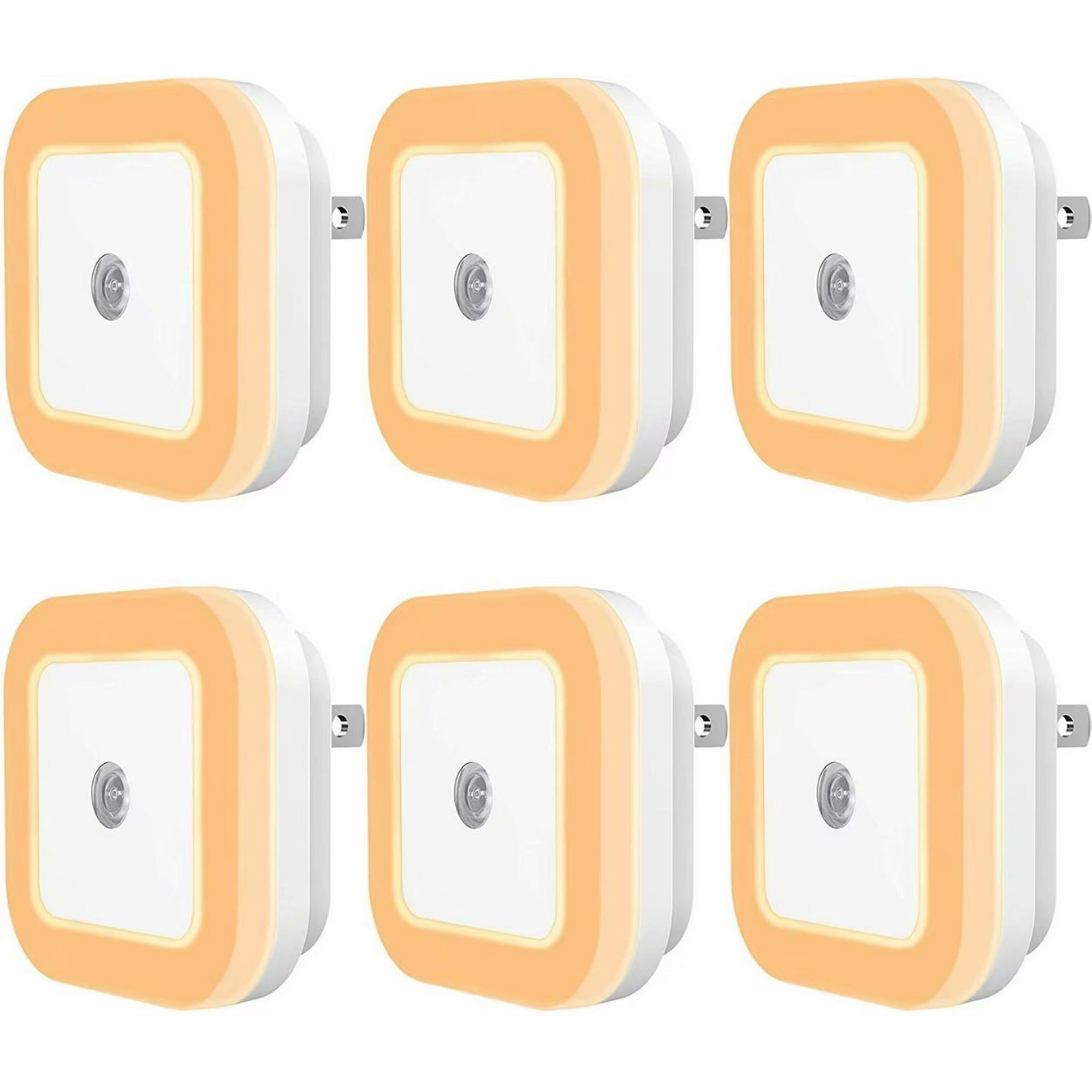 Lights By Night Plug In Night Light Bedroom Decor Apartment Essentials LED Lights Ambient Lighting Dusk To Dawn Sensor Nightlight Bathroom, 6 Pack