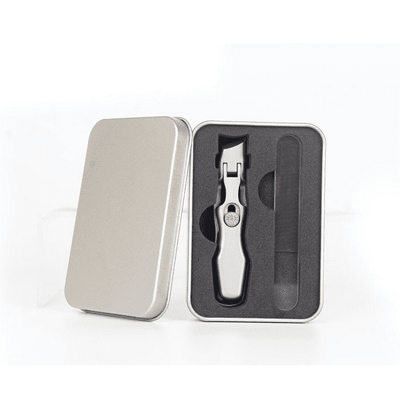 Heavy-Duty Stainless Steel Nail Clipper with Splash Guard - Extra Wide Angled Jaw for Thick Nails