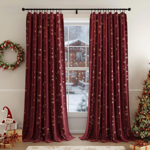 Cortinas Beauoop de Terciopelo Rojo Navideñas de 244 cm de Largo 2 Paneles