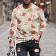 thumbnail image 2 of Honeeladyy Men's Christmas Blouse Tops 3D Funny Snowman Printed Round Neck Long Sleeve Pullover Ugly Christmas Santa Sweaters #Uf-Khaki-XXL, 2 of 5
