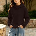 thumbnail image 5 of Girls Solid Color Pullover Hooded Sweatshirt, Draped Cowl‑Neck Long Sleeve Casual Hoodie, Soft Loose‑Fit Kids Tops, 5 of 6