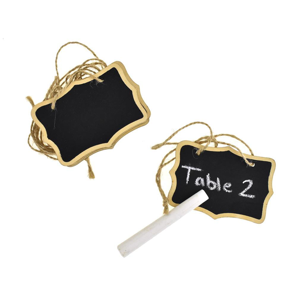 4-Count 3-12-Inch Scalloped Edge Wooden Chalkboard Tags