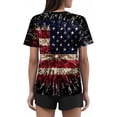 thumbnail image 4 of YLHFASHION T-Shirts Graphiques pour Femmes 4 Juillet Col Rond 2025 Drapeau Américain Manches Courtes Chemise d'Été pour l'Indépendance Rabais de 50 % Liquidation T-shirt à Manches Courtes pour Femme, 4 of 5