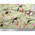 thumbnail image 2 of Soimoi Green Modal Satin Fabric Floral & Toucan Bird Print Fabric by The Yard 42 Inch Wide, 2 of 3