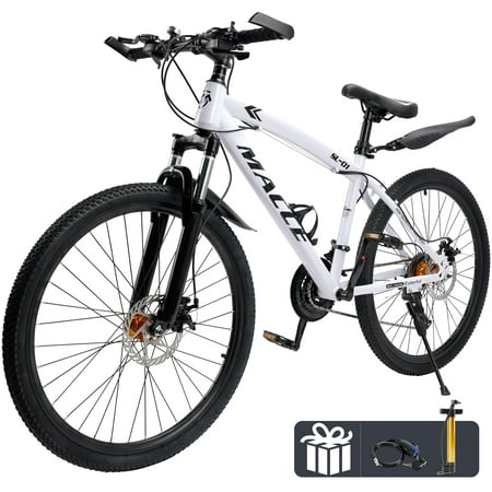 ARTUDATECH Mountain Hardtail Mountain Bike for Men/Women, 26/27.5 inch Sizes, 27 Speed Twist Shifting, Front or Dual Suspension, Comfort Saddle, Purple/Black/White