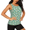 thumbnail image 2 of Gukieu SHIBA WITH FLORAL Print Women's Quick-drying Fitness Vest, Round Neck Sleeveless Fitness T-shirt, Suitable for Yoga, Sports-Small, 2 of 7