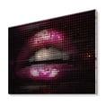 thumbnail image 2 of Designart 'Detail Of Pixellated Pink Woman Lips' Modern Print on Natural Pine Wood, 2 of 5