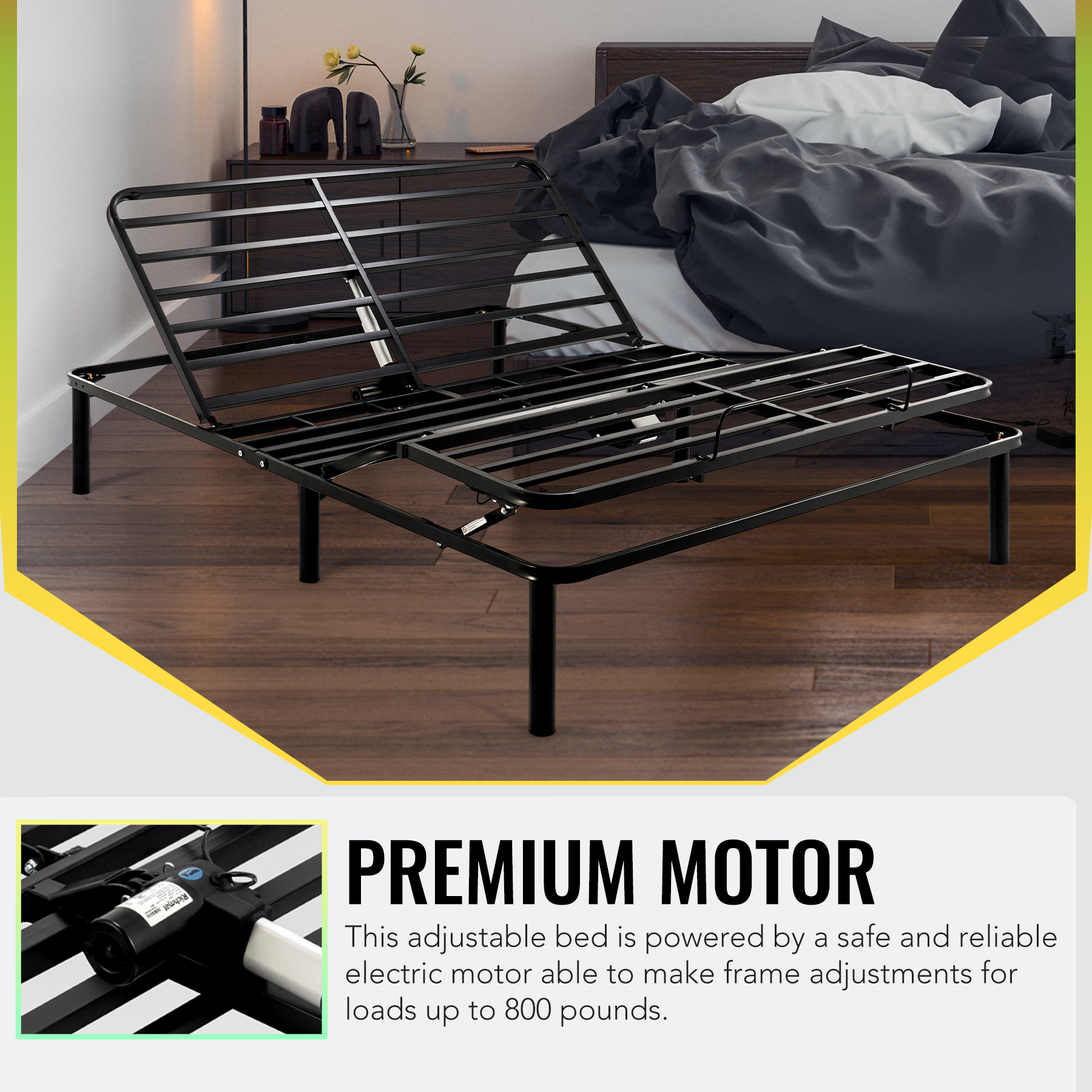 Bestco Electric Adjustable Queen Bed Frame Head and Foot Elevating Metal Bed Base