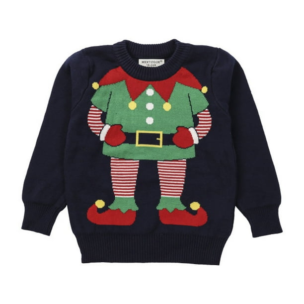 Suéter Para Niños, Bebés, Niñas, Niños, Navidad, Papá Noel, Suéter De Punto, Suéter, Tops, Azul Oscuro Odeerbi LM103-3072
