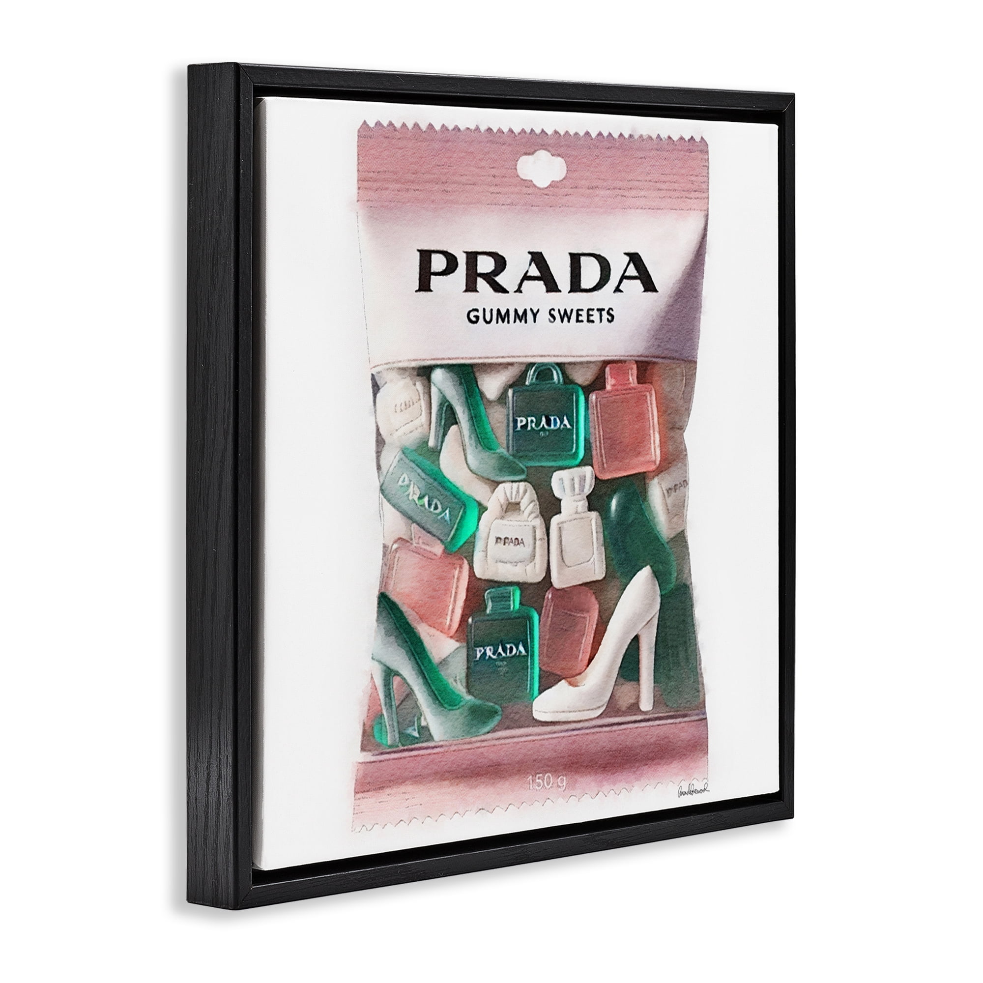 Stupell Industries Fashion Brand Candies Fashion Painting Black Floater Framed Canvas Art Print Wall Art, 18 x 18