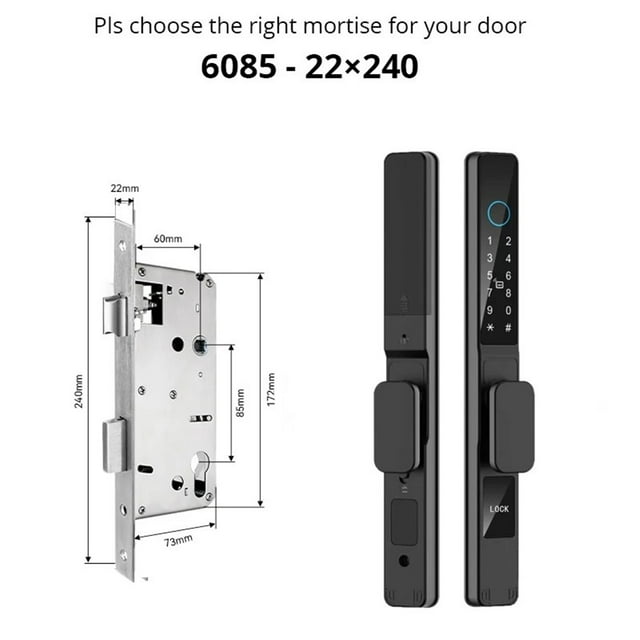 Waterproof Smart Door Lock Fingerprint APP Password RFID Card Keyless Digital Electronic Lock Aluminum/s Sliding ,Easy Installation
