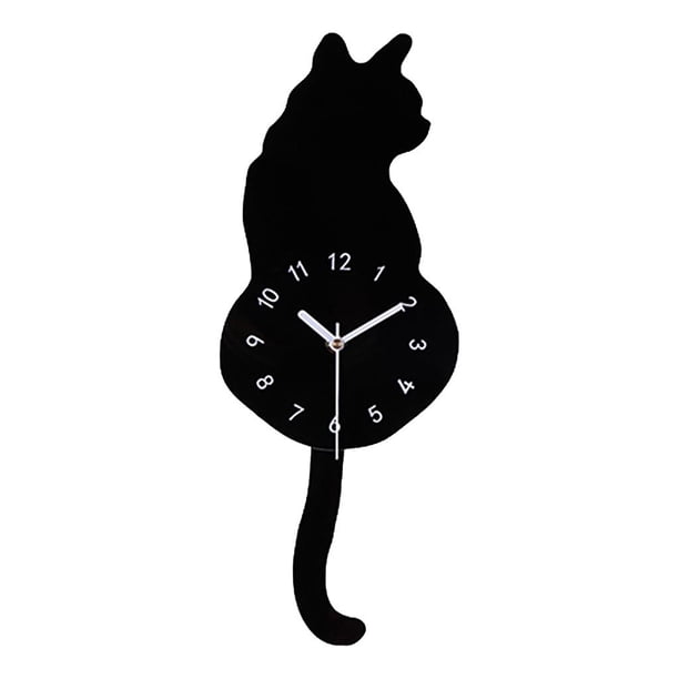 Reloj de pared con cola de gato en 3D Silence para dormitorio infantil, guardería, sala de estudio 170x430 mm