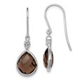 thumbnail image 1 of 925 Sterling Silver Diamond Smoky Quartz Drop Dangle Earrings, 1 of 5