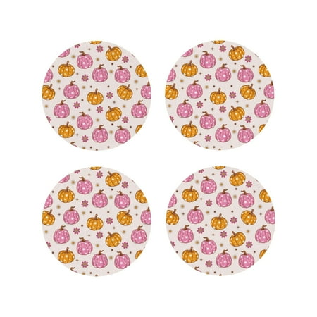 

Tideii Fall 70s Groovy Hippie 1 for Leather Coasters 4 Pieces Anti-fouling and Anti-scalding Decorative Coasters Suitable for Restaurants Kitchens Coffee Shops-Round Shape