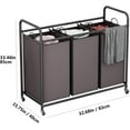 thumbnail image 6 of 3-Bag Laundry Sorter,Laundry Hamper Cart with Heavy Duty Rolling Lockable Wheels and Removable Bags (Brown), 6 of 12