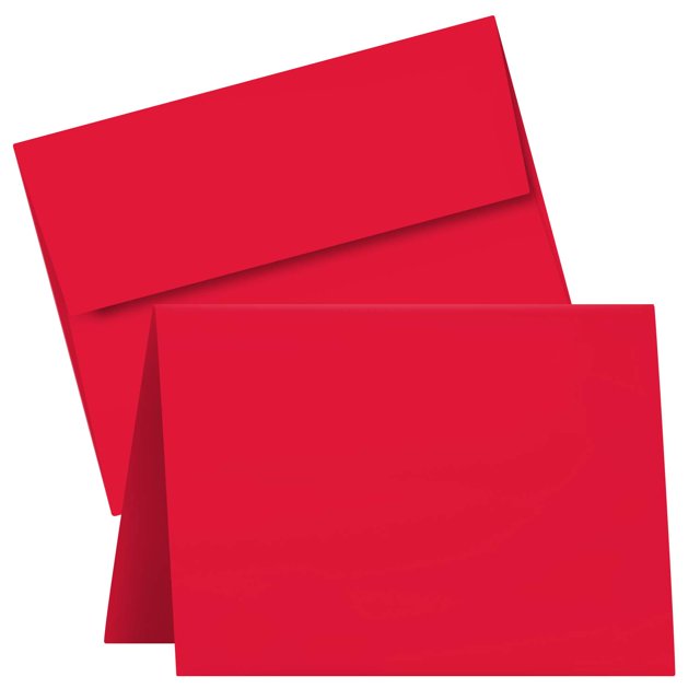 Tarjetas de felicitación con impresión superfina en blanco, color rojo, tamaño A7 (12,7 x 17,8 cm)
