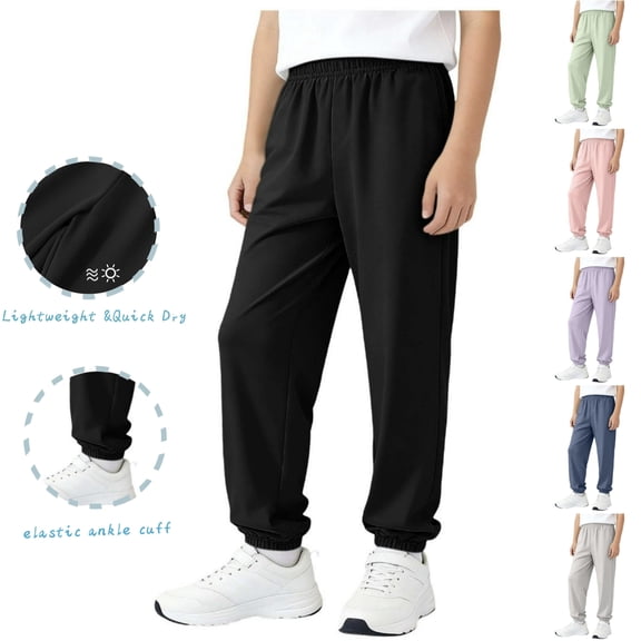 Ultrave Boys Joggers Pants Summer Athletic Pant Casual Elastic Waist Trousers Breathable Jogger for 11-12Y