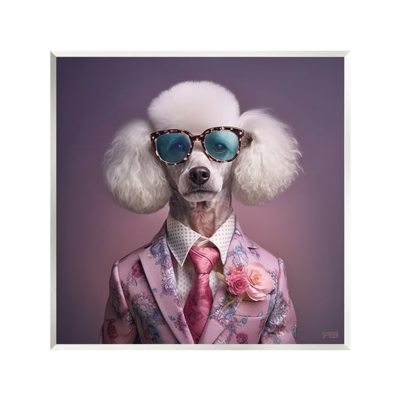 Stupell Industries Poodle in Sleek Suit Animals & Insects Painting Unframed Art Print Wall Art, 12 x 12