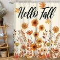 thumbnail image 2 of Hello Fall Shower Curtain, Fall Floral Flowers Shower Curtains for Bathroom, Autumn Thanksgiving Day Harvest Farmhouse Decor Waterproof Fabric with Hooks 72x72 Inch, 2 of 6