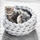 thumbnail image 2 of Cesta artesanal para mascotas, para perros y gatos, cuerda gruesa de algodón trenzada, cojín suave para dormir, para cachorros y gatitos, lana tejida (40 cm, azul), 2 of 4