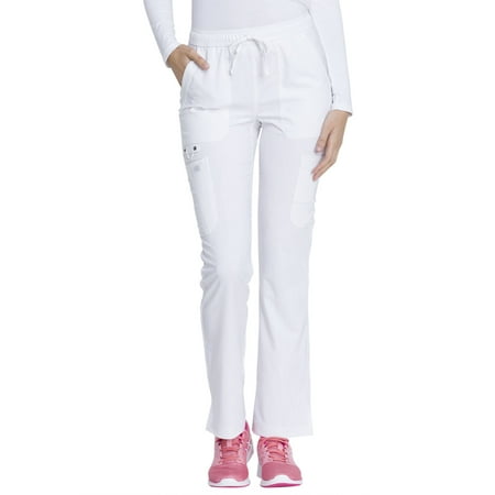 Dickies Advance Medical Scrubs Pant for Women Mid Rise Boot Cut Drawstring DK200, S, White