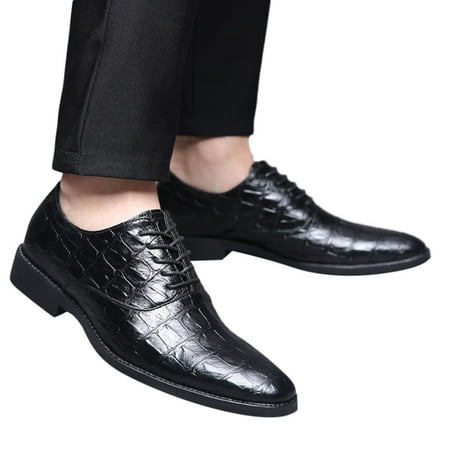 

Fauean Mens Dress Shoes Fashion Men s Business Shoes Pointed Lace-Up Leather Shoes Black Size 44