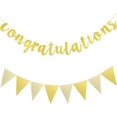 thumbnail image 1 of 3 Pieces 2024 Gold Congratulations Graduation Banner Triangle Flag Banner Vintage Sequin Congratulations Banner Pennant for Wedding Baby Shower Graduation, 1 of 5