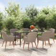 thumbnail image 1 of vidaXL 7 Piece Garden Dining Set with Cushions Brown, 1 of 5