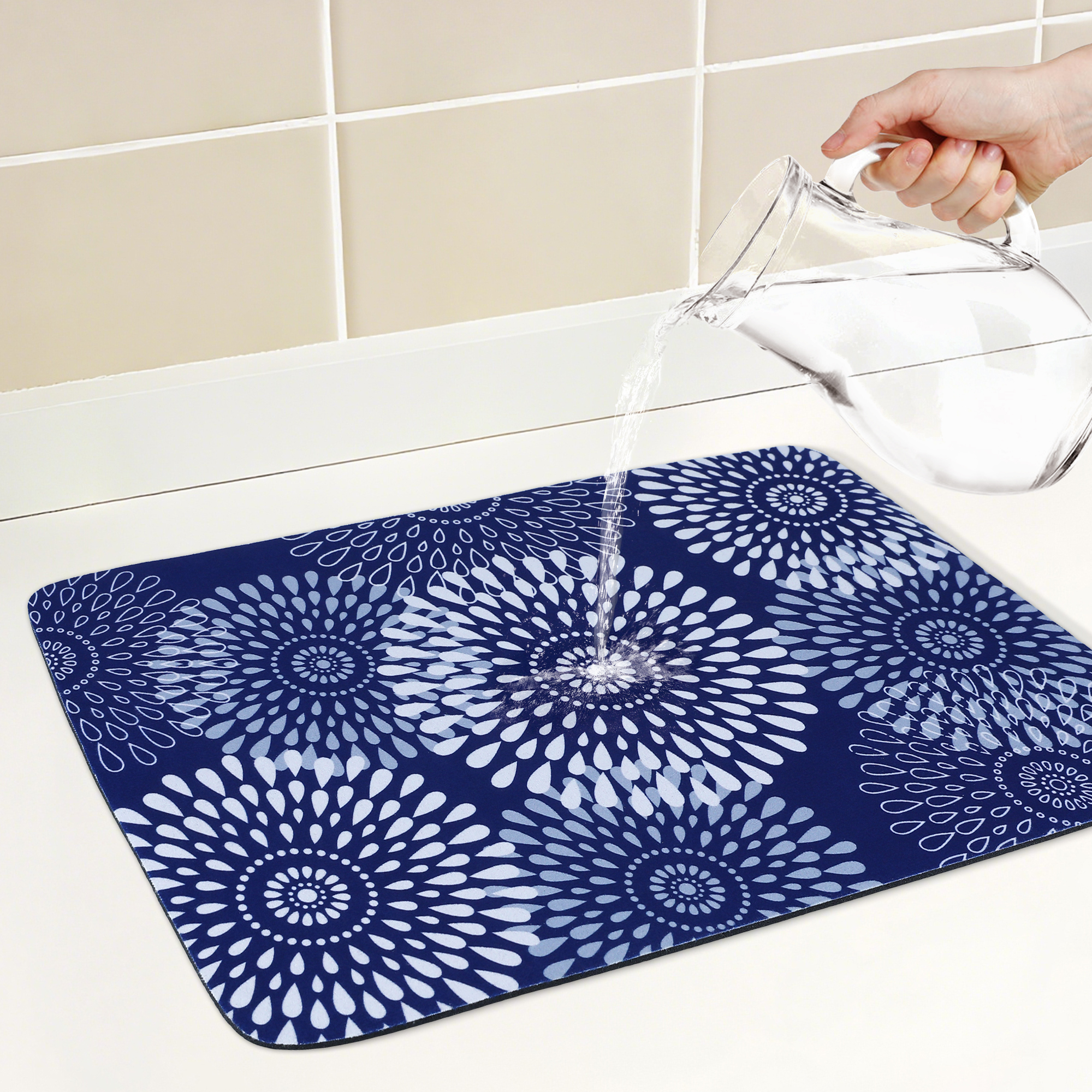 Unique Bargains Quick Dry Dish Drying Mats for Home Blue 19.7*15.7 inch