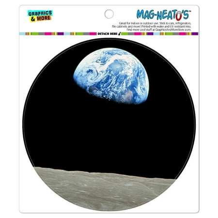 

Earth Rising Over Lunar Moon Surface Horizon - Circle MAG-NEATO S(TM) Car/Refrigerator Magnet