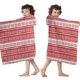 thumbnail image 4 of Red Christmas Geometric Snowflake Pattern Hooded Bath Towel，50"x30" for Ages 3 To 12 Kids, Quick Dry Lightweight Soft Microfiber Hood Beach Towel Cover Up for Kids, 4 of 7
