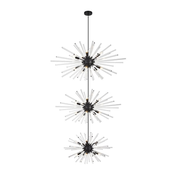 Elegant Lighting Sienna 46" 30-Light Metal/Glass Chandelier in Black/Clear
