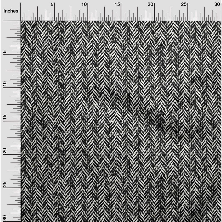 oneOone Cotton Flex Black Fabric Herringbone Pattern Diy Clothing